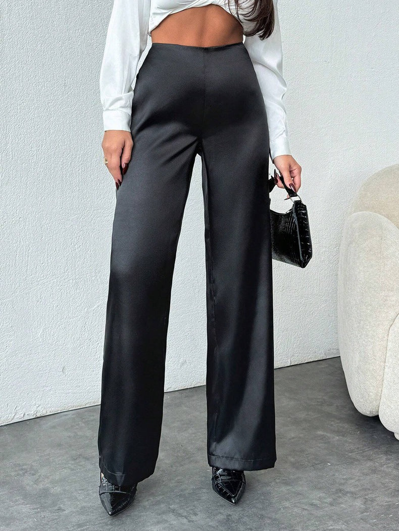 Loose Wide - Leg Satin Pants - TayDiane
