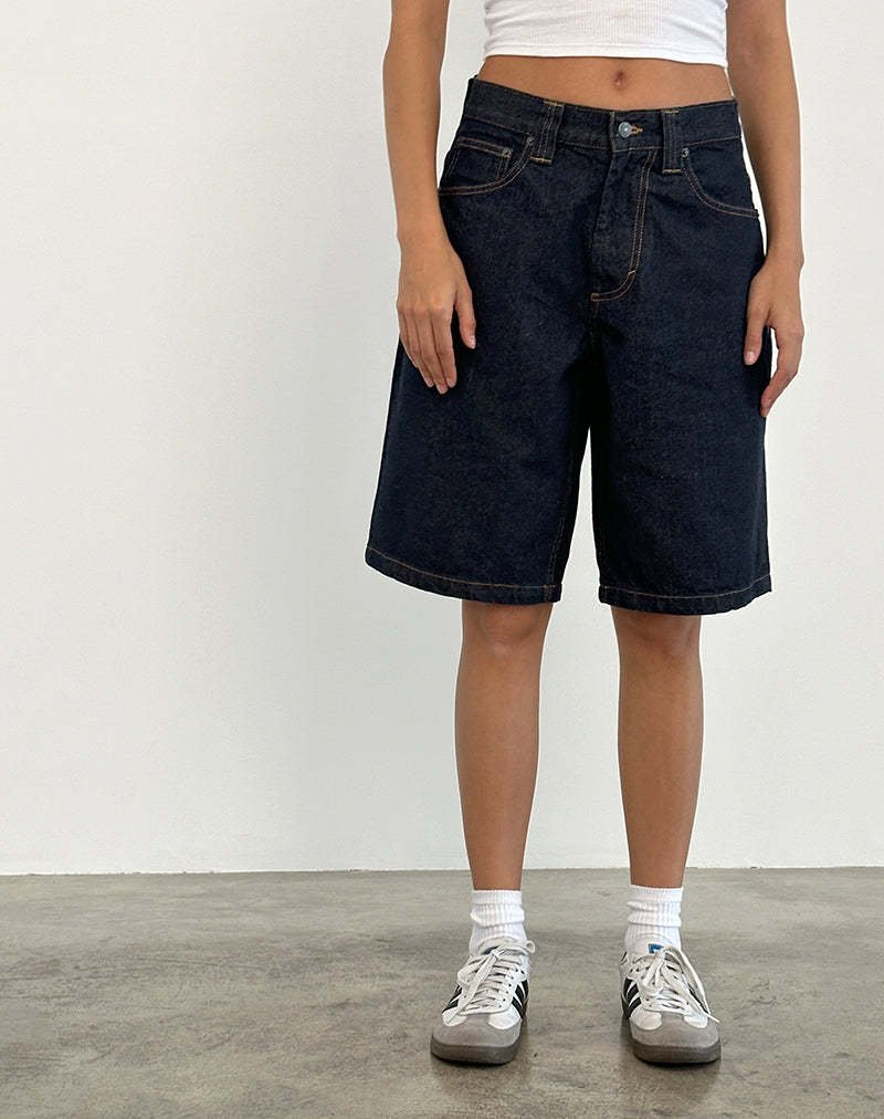 Low Rise Denim Bermuda Shorts - TayDiane