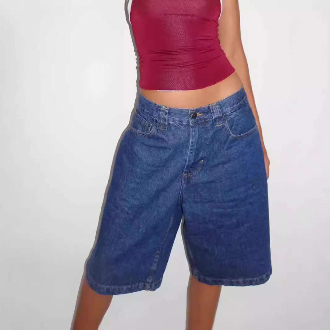 Low Rise Denim Bermuda Shorts - TayDiane
