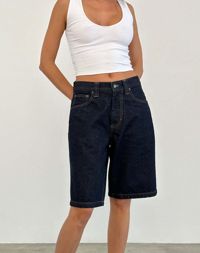 Low Rise Denim Bermuda Shorts - TayDiane