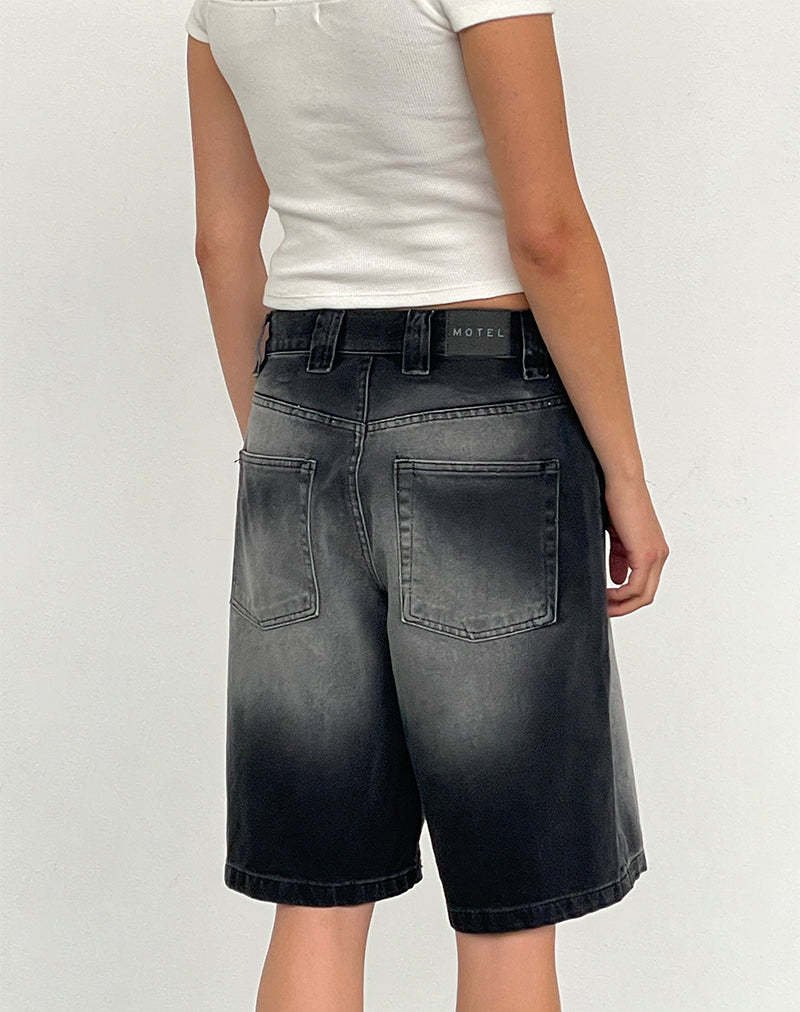 Low Rise Denim Bermuda Shorts - TayDiane