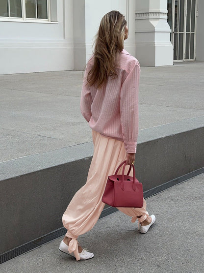 Luxe Flow Satin Harem Pants - Taydiane