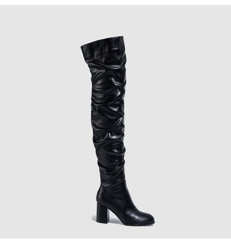 Luxe Over - the - Knee Block Heels Boots - TayDiane