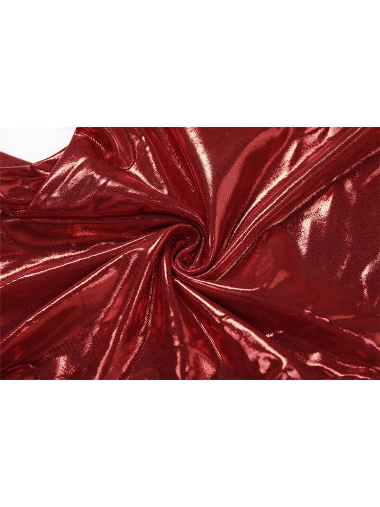 Metallic Red Backless Lace - Up Jumpsuit - TayDiane