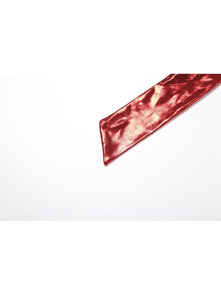 Metallic Red Backless Lace - Up Jumpsuit - TayDiane