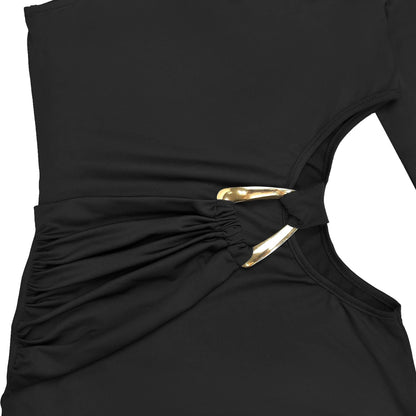 Midnight All Eyes On You One - Sleeve Maxi Dress - TayDiane