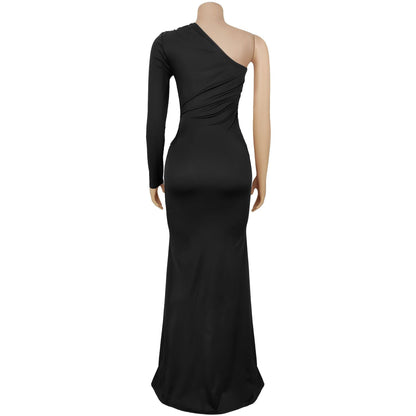 Midnight All Eyes On You One - Sleeve Maxi Dress - TayDiane