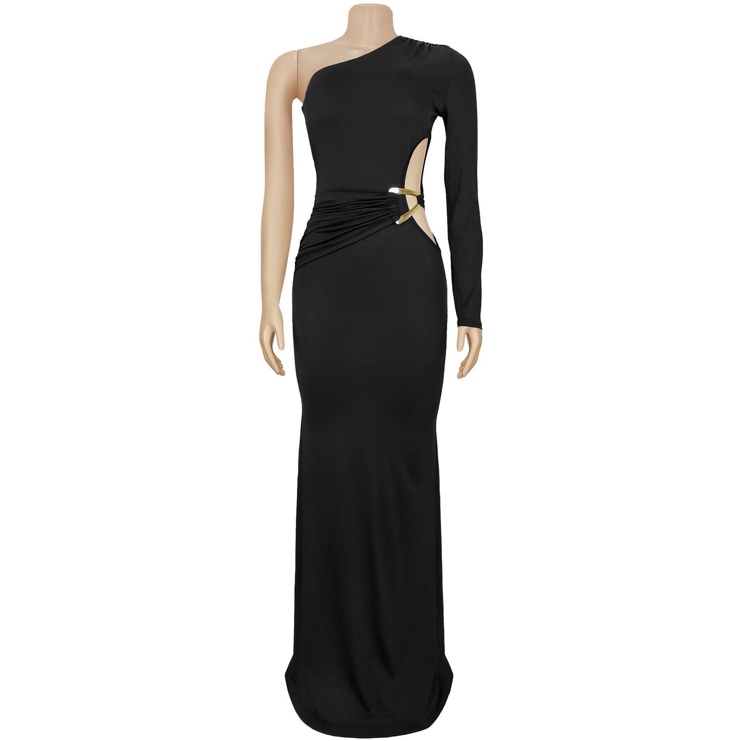 Midnight All Eyes On You One - Sleeve Maxi Dress - TayDiane