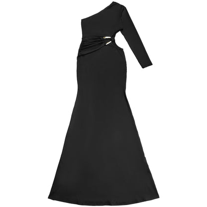 Midnight All Eyes On You One - Sleeve Maxi Dress - TayDiane