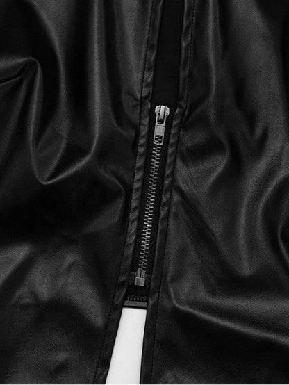 Midnight Edge PU Zipper Blouse - TayDiane