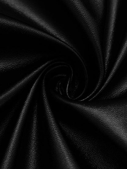 Midnight Edge PU Zipper Blouse - TayDiane