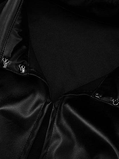 Midnight Edge PU Zipper Blouse - TayDiane