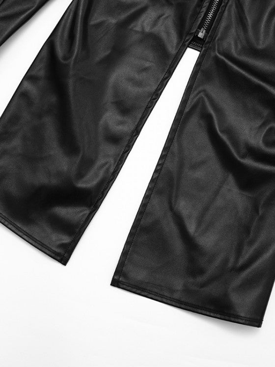 Midnight Edge PU Zipper Blouse - TayDiane