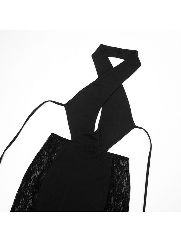 Midnight Lace Cutout Backless Maxi Dress - TayDiane