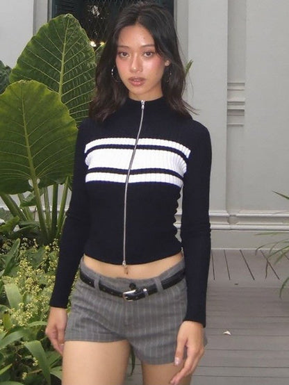 Midnight Motion Colorblock Zipper Top - TayDiane