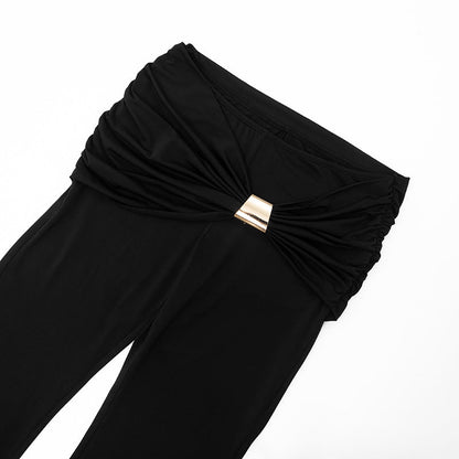 Midnight Muse Draped Halter Two - Piece Pant Set - Taydiane