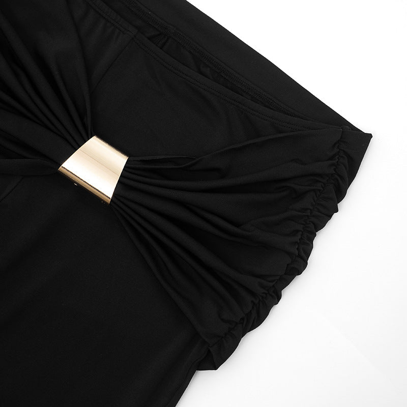 Midnight Muse Draped Halter Two - Piece Pant Set - Taydiane