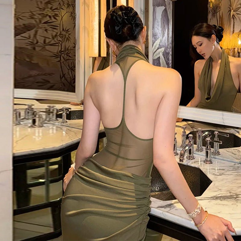 Midnight Muse Halter Maxi Dress - Taydiane