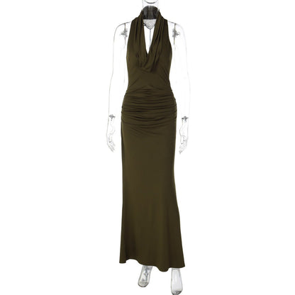 Midnight Muse Halter Maxi Dress - Taydiane
