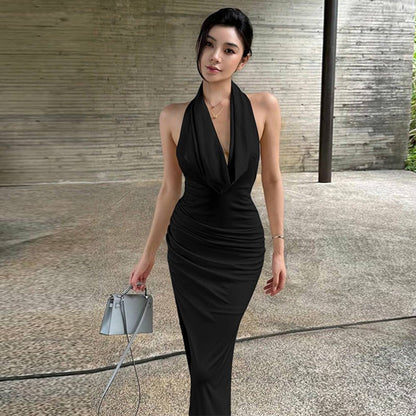 Midnight Muse Halter Maxi Dress - Taydiane