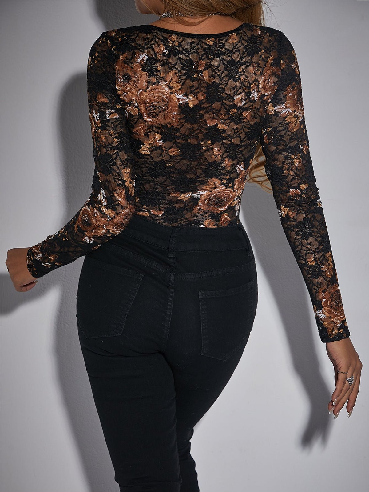 Midnight Rose Lace Bodysuit - Taydiane