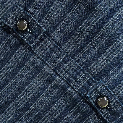 Military-Inspired Double-Breasted Denim Jacket - Taydiane