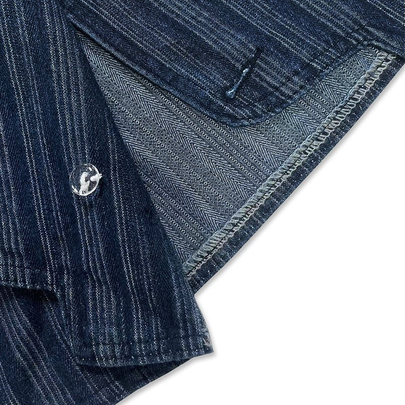 Military-Inspired Double-Breasted Denim Jacket - Taydiane
