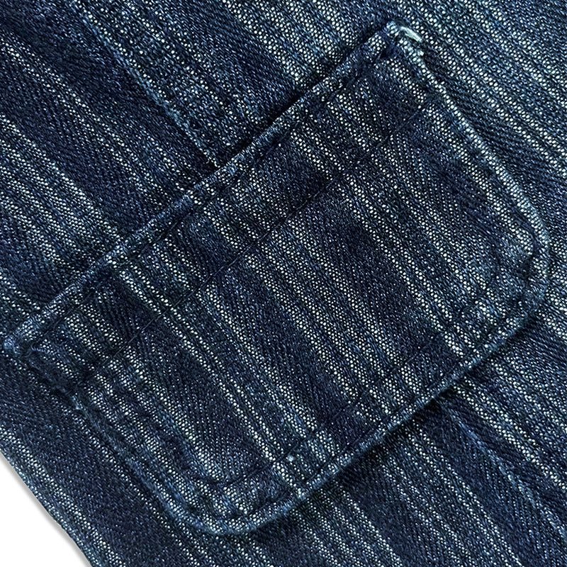 Military-Inspired Double-Breasted Denim Jacket - Taydiane