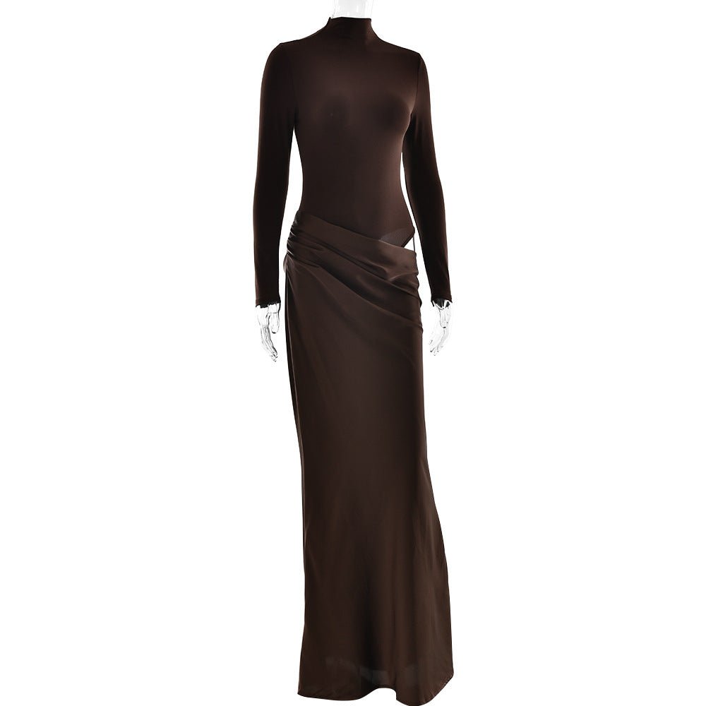 Mock - Neck Cutout Maxi Dress - TayDiane