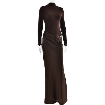 Mock - Neck Cutout Maxi Dress - TayDiane