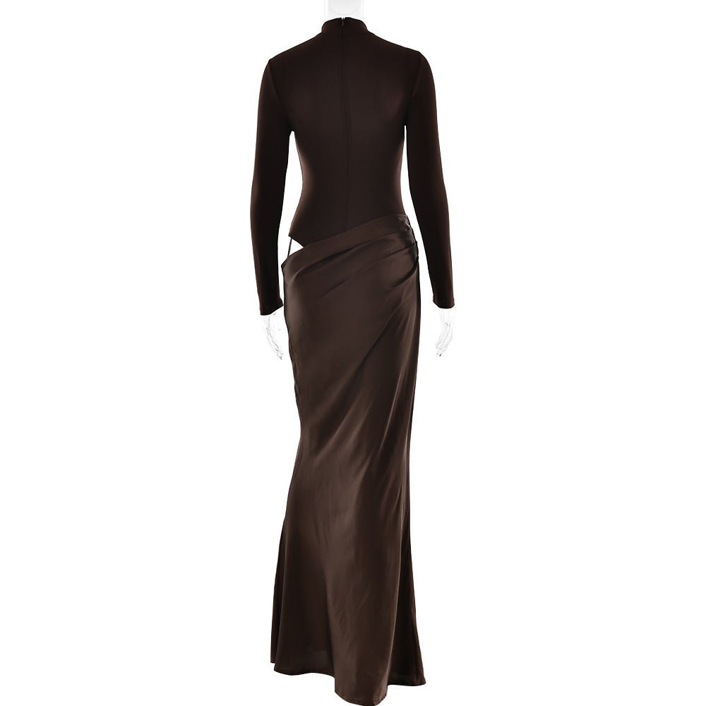 Mock - Neck Cutout Maxi Dress - TayDiane