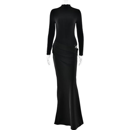 Mock - Neck Cutout Maxi Dress - TayDiane