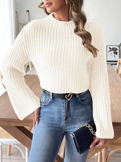 Mock Neck Long Sleeve Sweater - TayDiane