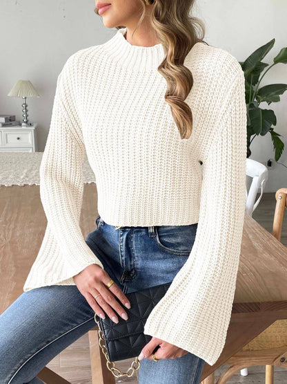 Mock Neck Long Sleeve Sweater - TayDiane