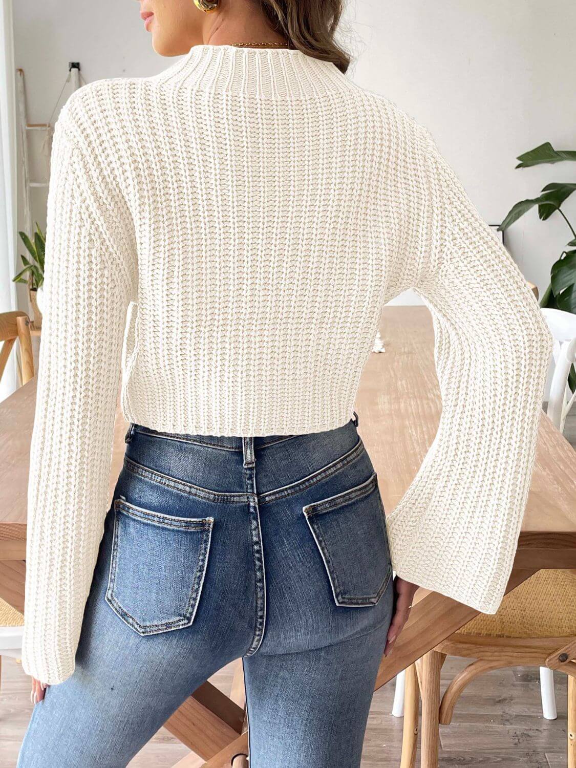 Mock Neck Long Sleeve Sweater - TayDiane