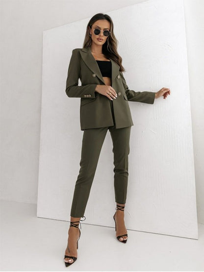 New Double - Breasted Solid Color Blazer - TayDiane