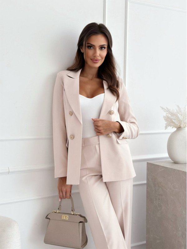 New Double - Breasted Solid Color Blazer - TayDiane