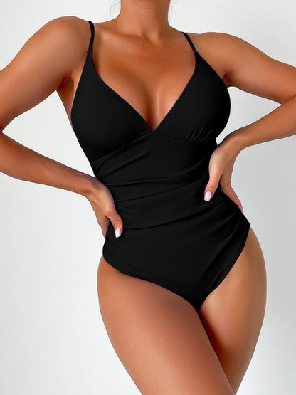 New Solid Color Deep Punge Swimsuit - TayDiane