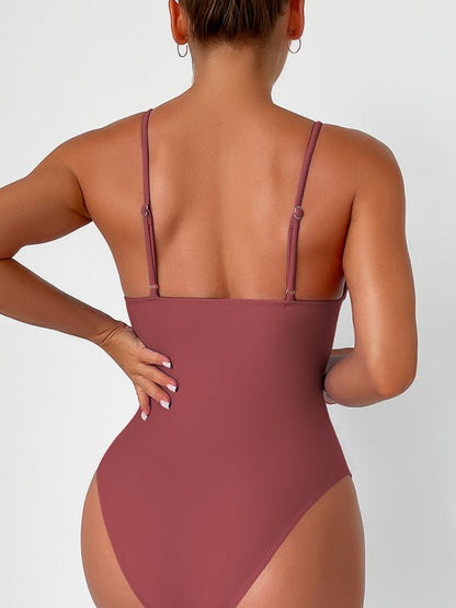 New Solid Color Deep Punge Swimsuit - TayDiane