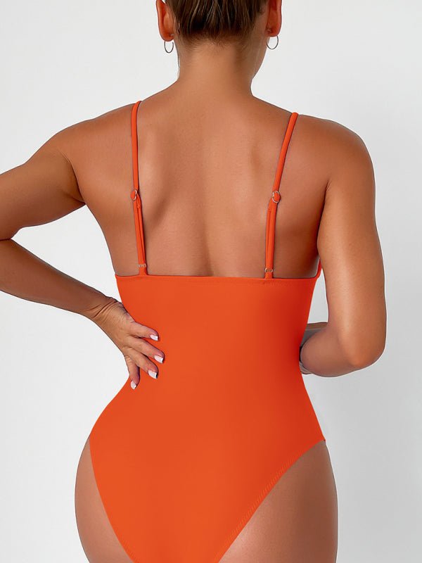 New Solid Color Deep Punge Swimsuit - TayDiane