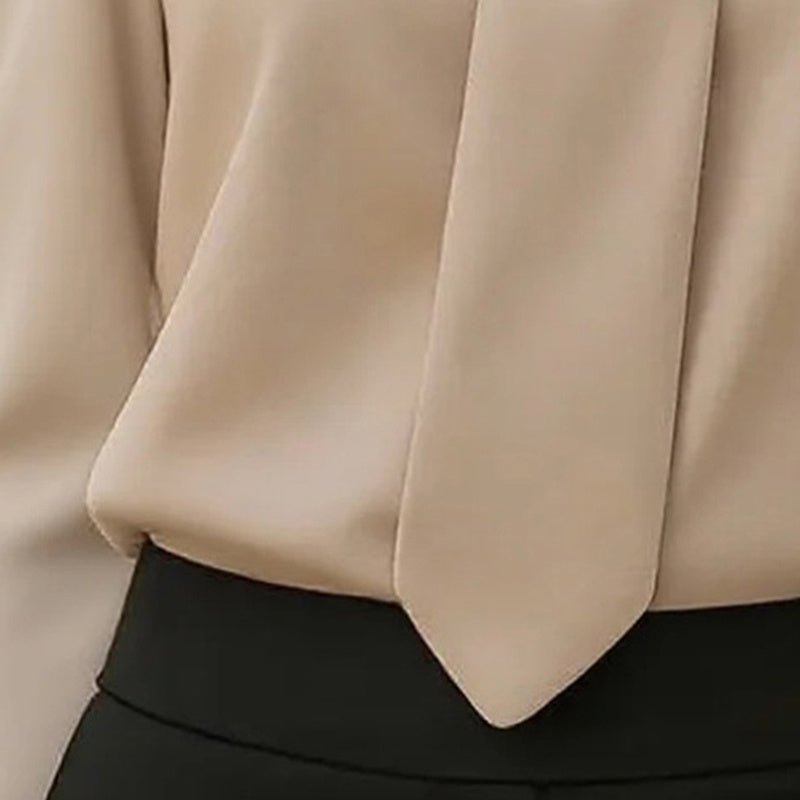 Off - Shoulder Collared Tie Blouse - TayDiane