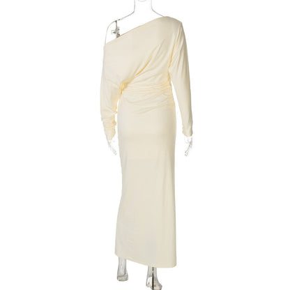 Off - Shoulder Long Sleeve Maxi Dress - TayDiane