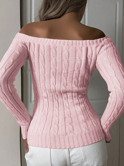 Off Shoulder Long Sleeve Sweater - TayDiane