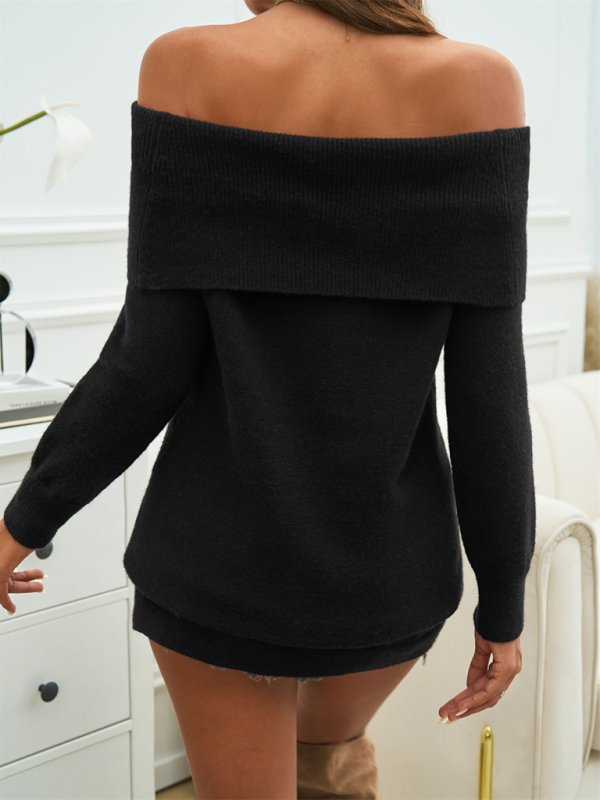 Off the Shoulder Pullover Sweater - TayDiane