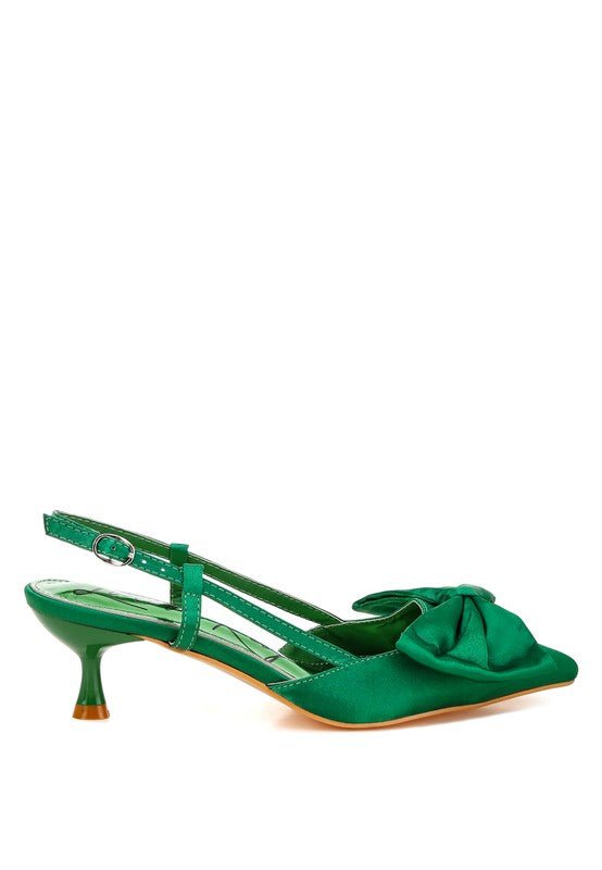 Okshak Satin Bow Slingback Sandals - TayDiane