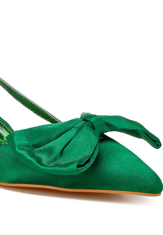 Okshak Satin Bow Slingback Sandals - TayDiane