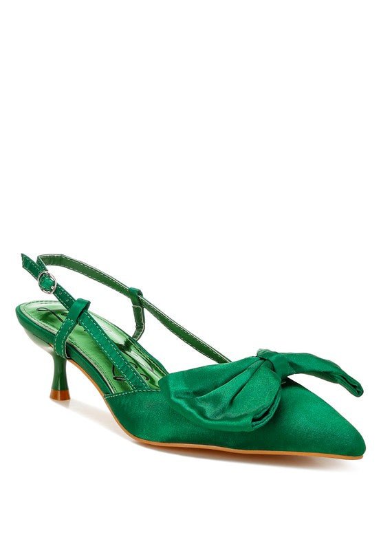 Okshak Satin Bow Slingback Sandals - TayDiane