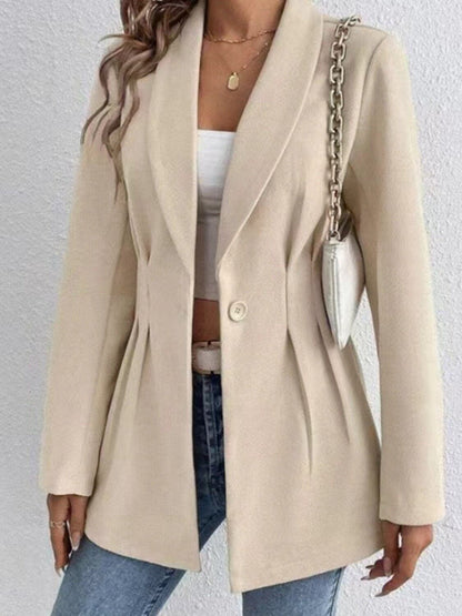 One Button Long Sleeve Blazer - TayDiane