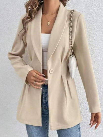 One Button Long Sleeve Blazer - TayDiane