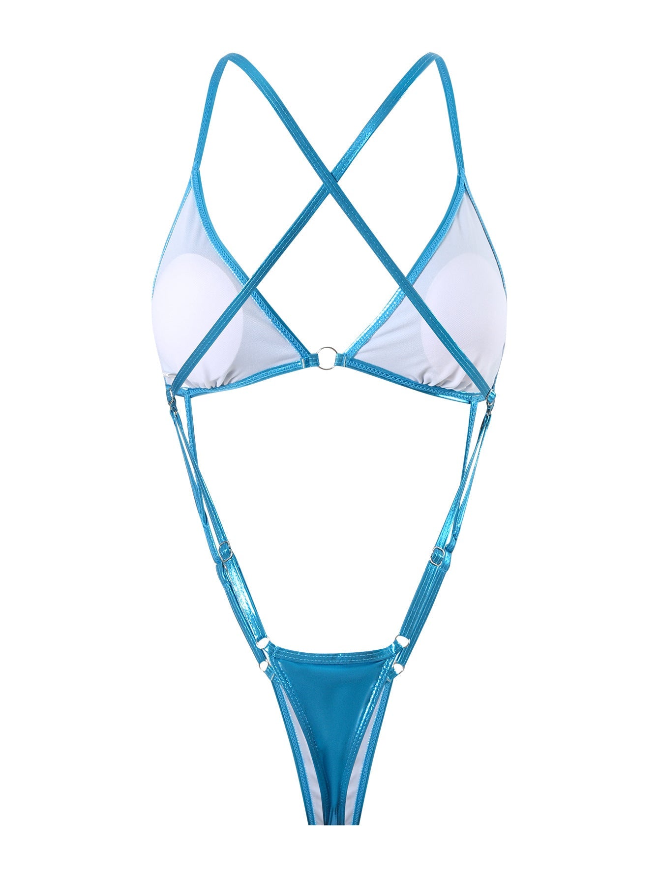 One - Piece Swimsuit Featuring Cutouts, Ring Details, and Tie Straps - TayDiane